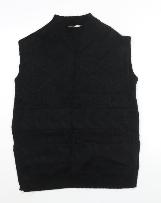 Per Una Womens Black Mock Neck Acrylic Vest Jumper Size M