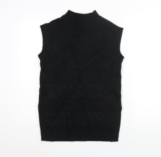 Per Una Womens Black Mock Neck Acrylic Vest Jumper Size XS