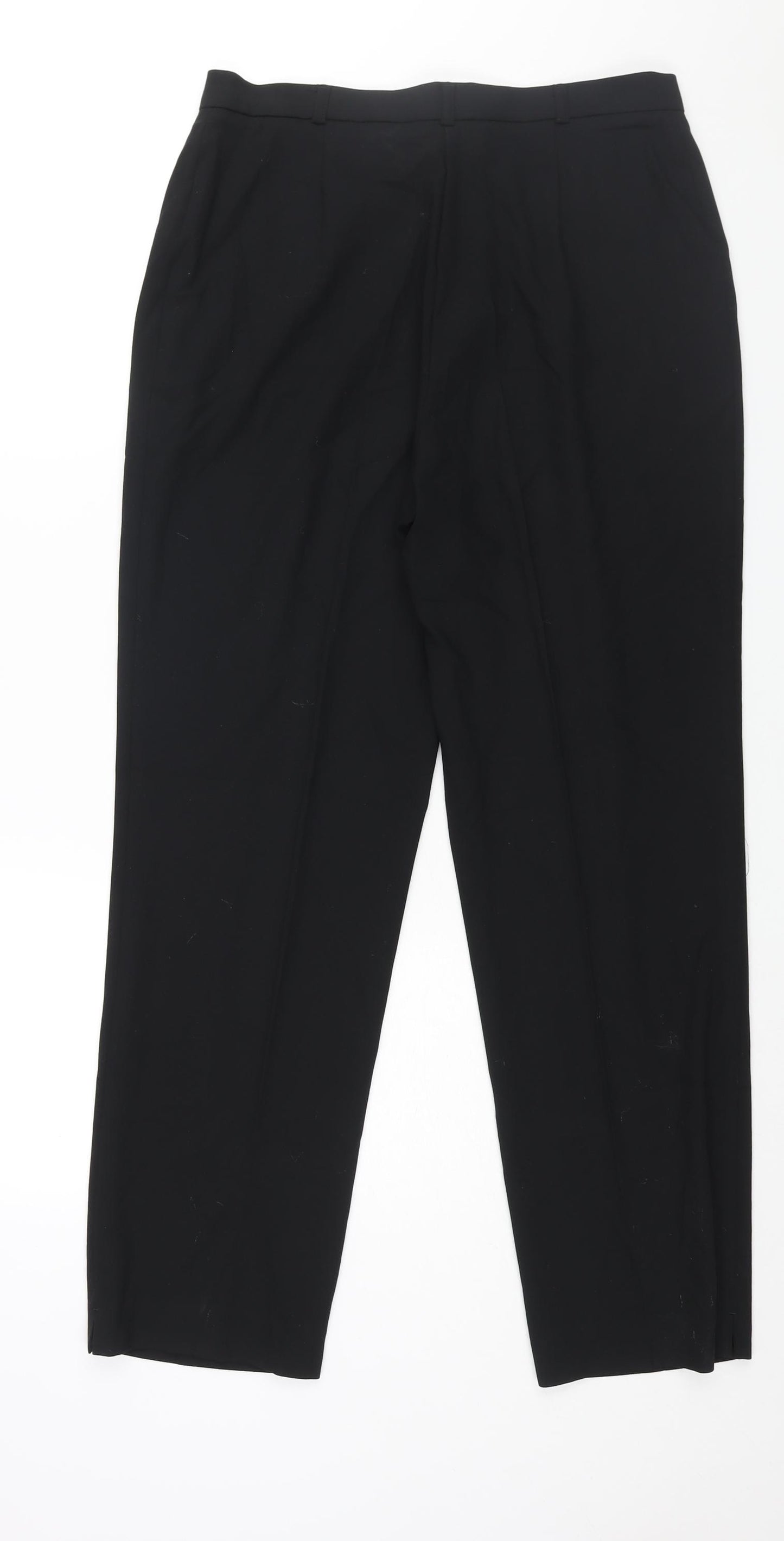 Marks and Spencer Womens Black Polyester Trousers Size 14 L28 in Regular Zip