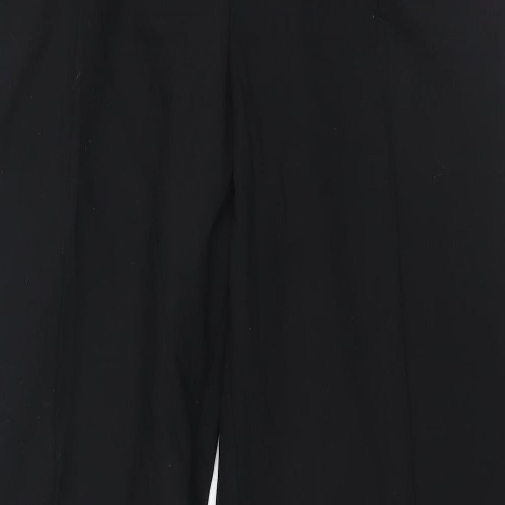 Marks and Spencer Womens Black Polyester Trousers Size 14 L28 in Regular Zip