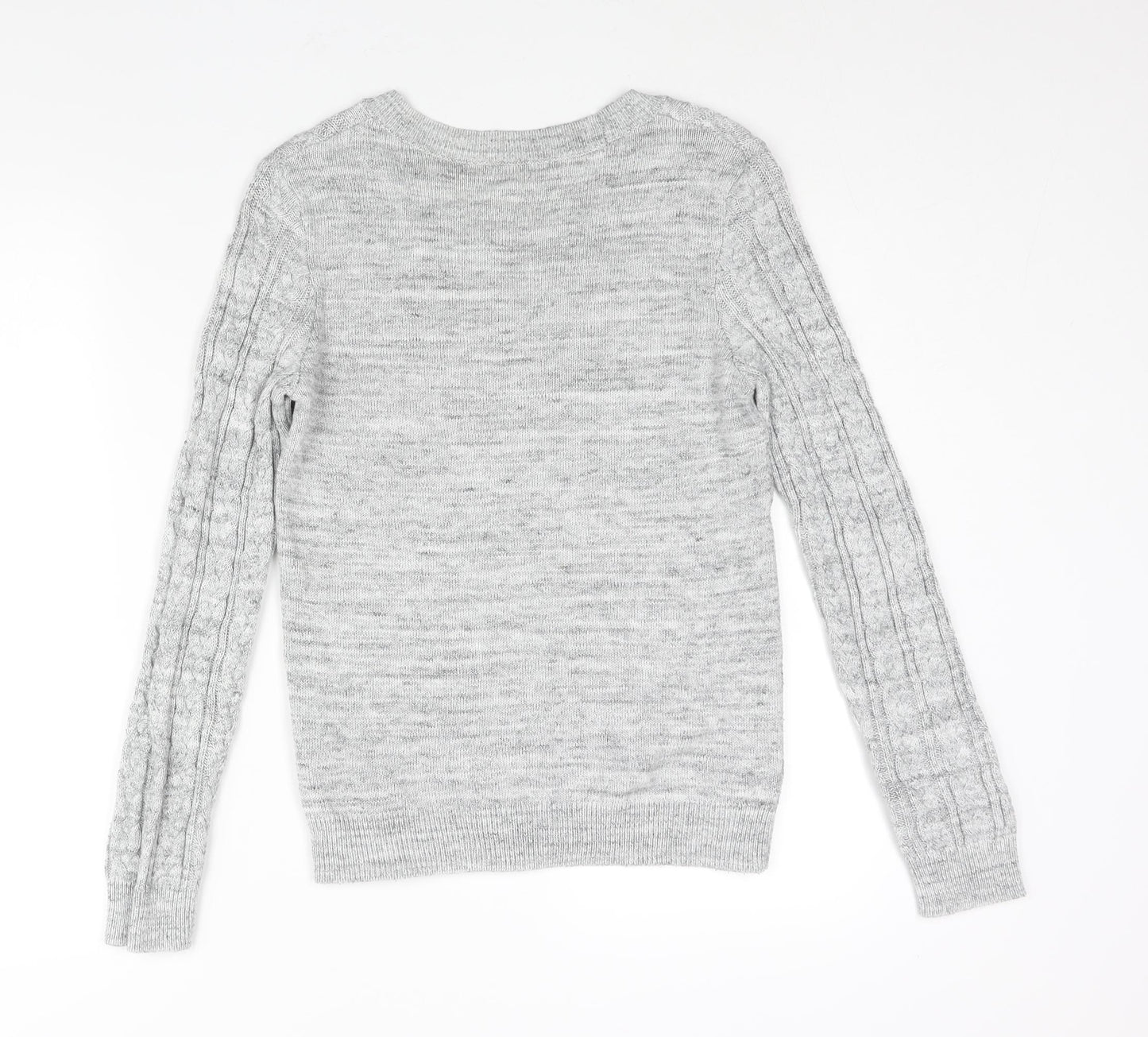 H&M Womens Grey Round Neck Acrylic Pullover Jumper Size S