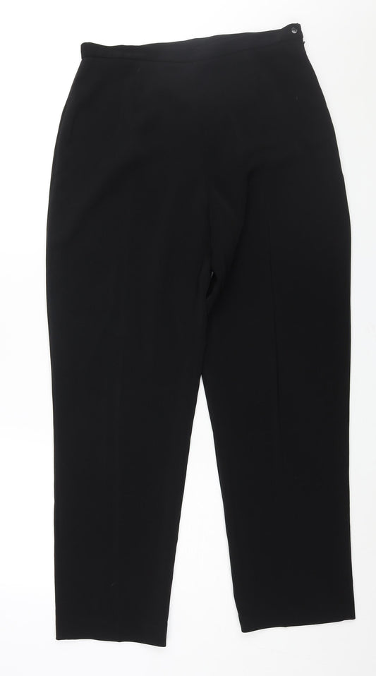 AMARANTO Womens Black Polyester Trousers Size 16 L29 in Regular Zip