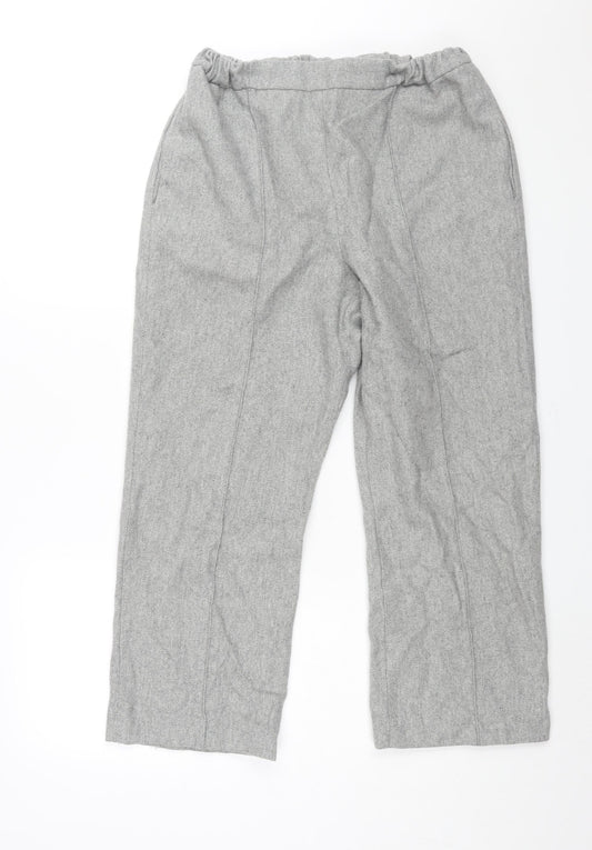 Cotswold Collections Womens Grey Wool Trousers Size 14 L26 in Regular - Elasticated Waist