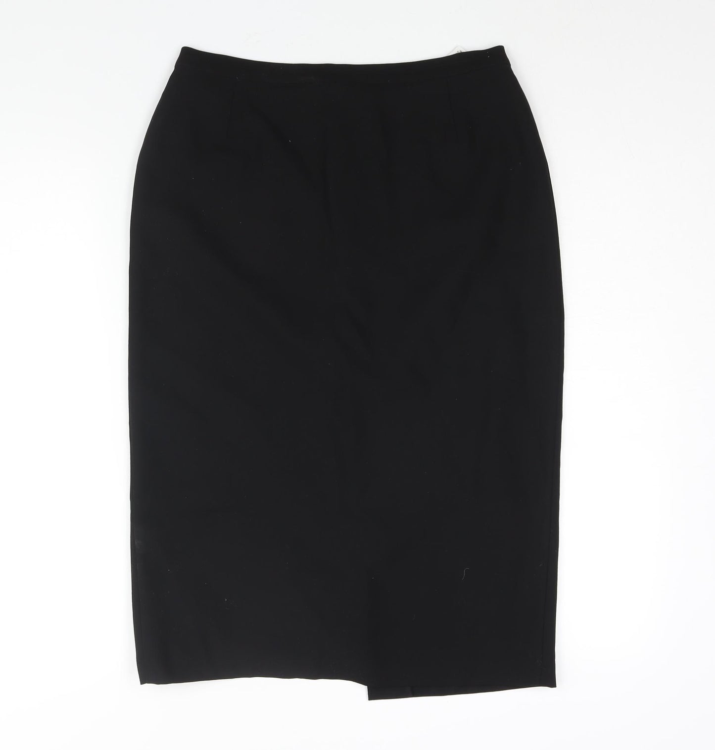 St Michael Womens Black Wool Straight & Pencil Skirt Size 12 Zip