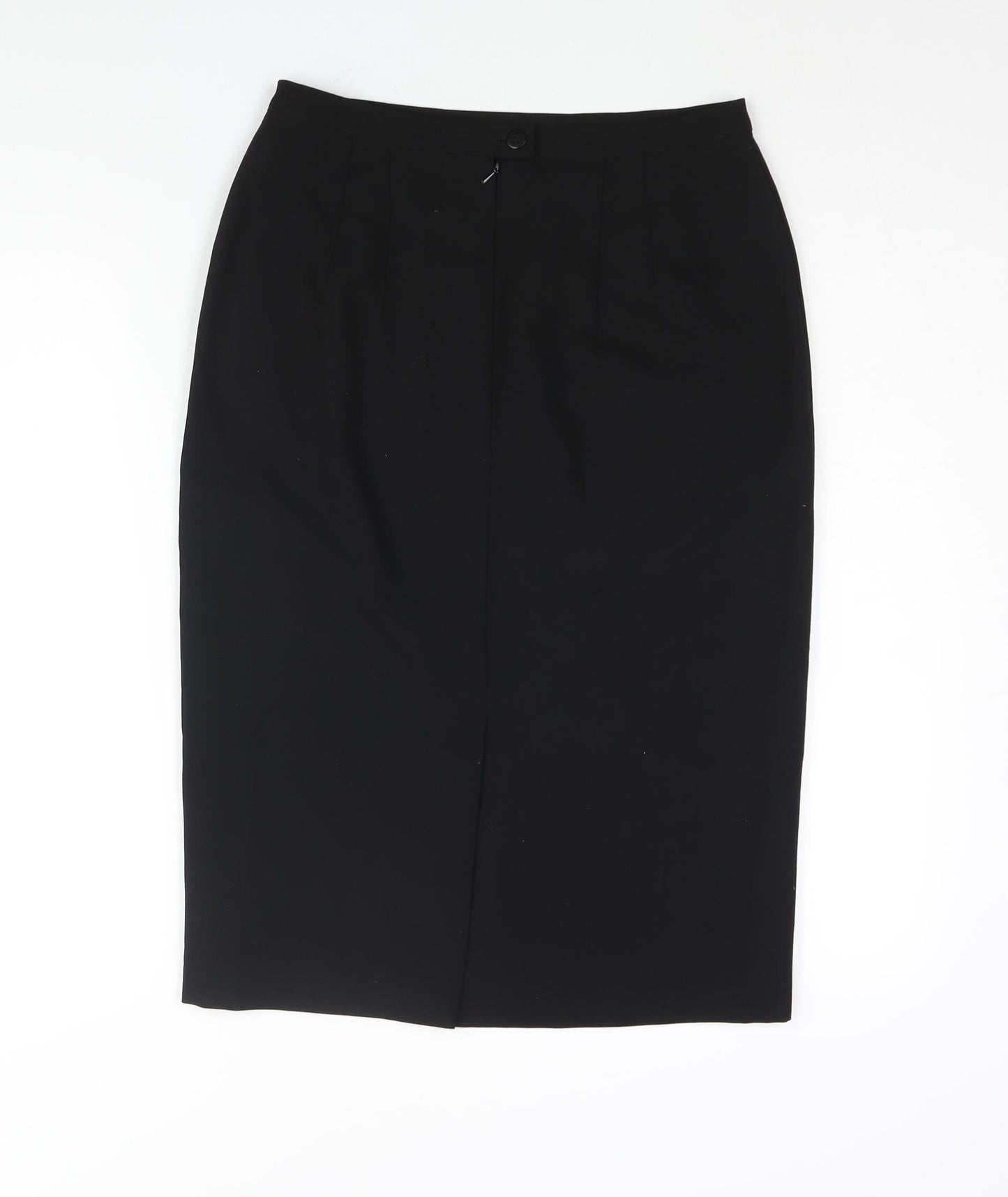 St Michael Womens Black Wool Straight & Pencil Skirt Size 12 Zip