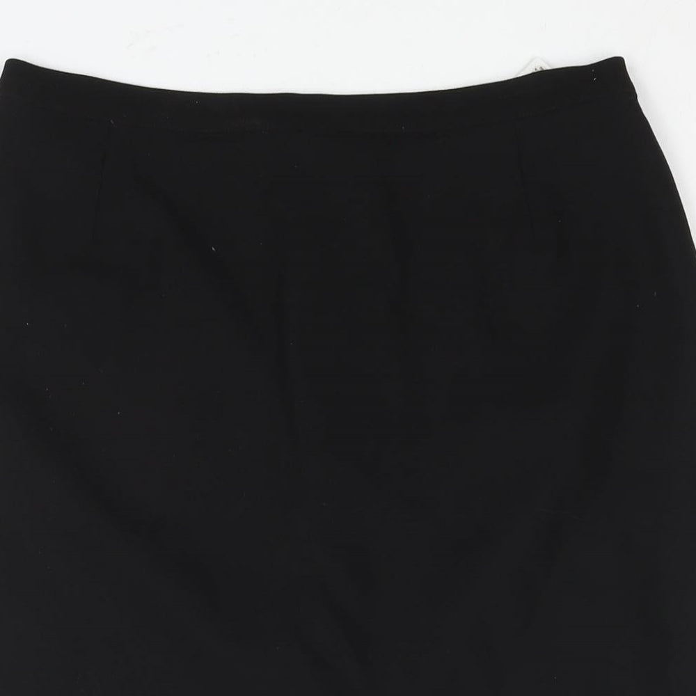 St Michael Womens Black Wool Straight & Pencil Skirt Size 12 Zip