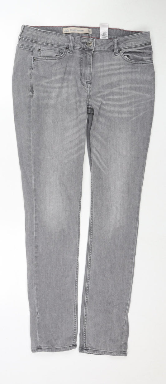 NEXT Womens Grey Cotton Skinny Jeans Size 12 L29 in Regular Zip