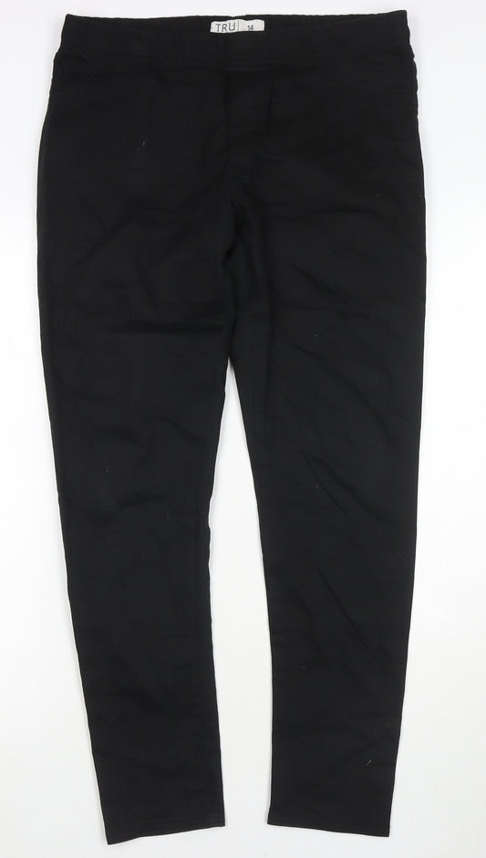 TRU Collection Womens Black Cotton Jegging Jeans Size 14 L28 in Regular