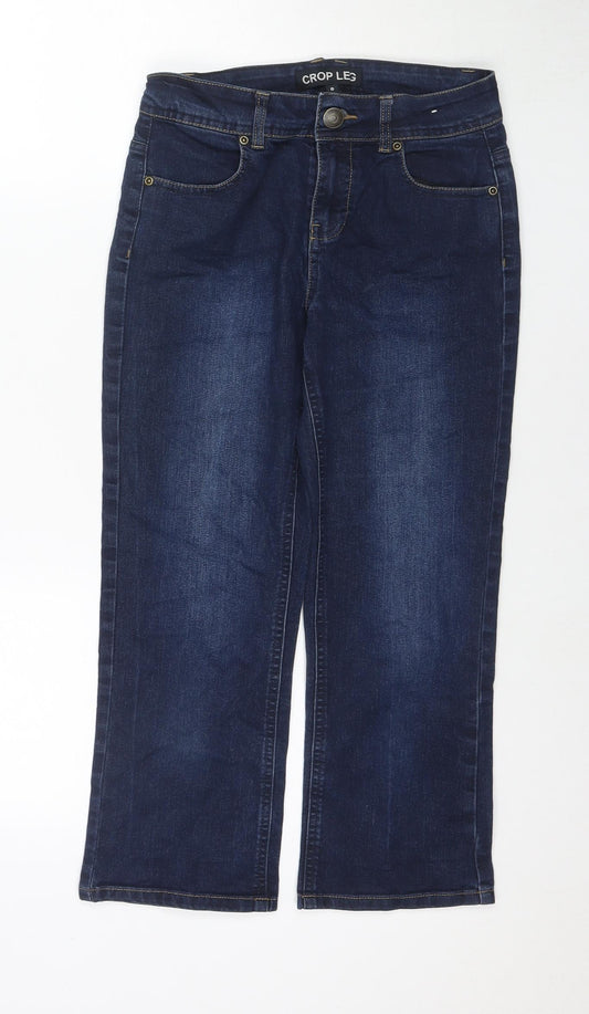 Peacocks Womens Blue Cotton Cropped Jeans Size 8 L22 in Regular Zip