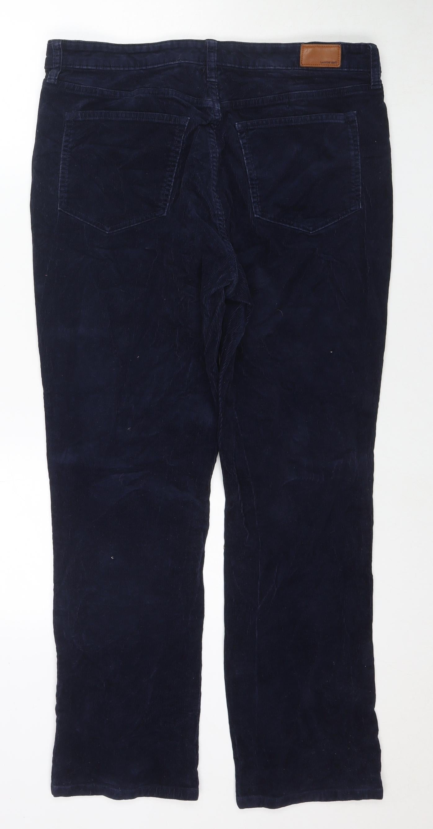 Lands' End Womens Blue Cotton Snow Pants Trousers Size 14 L28 in Regular Zip