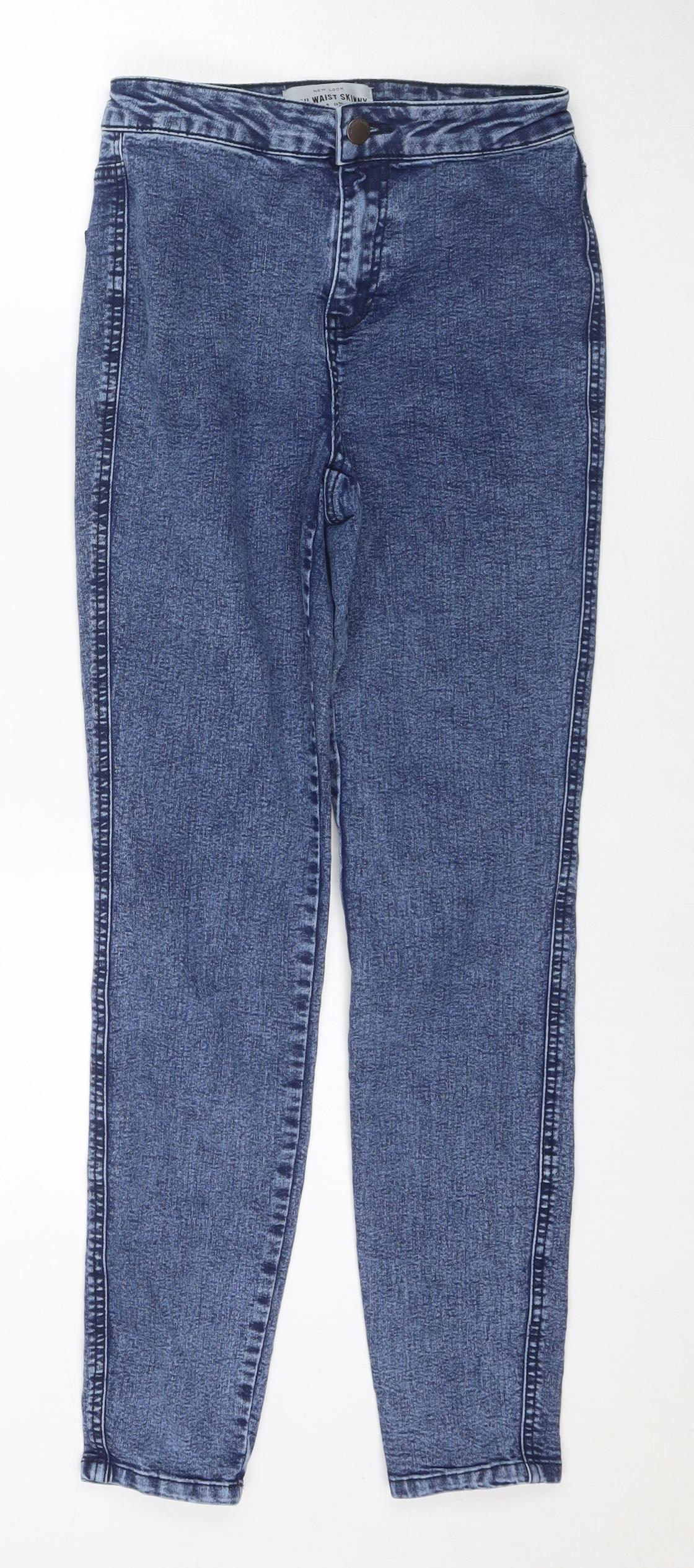 New Look Womens Blue Cotton Skinny Jeans Size 8 L27 in Regular Zip