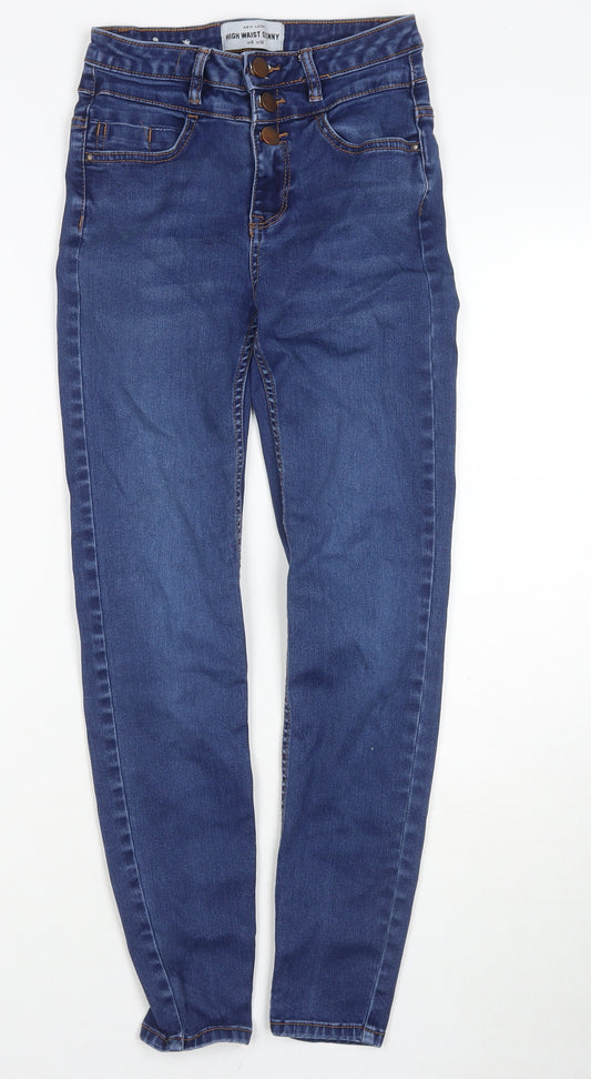 New Look Womens Blue Cotton Skinny Jeans Size 8 L26 in Regular Zip