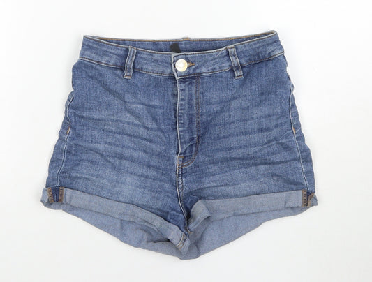 Divided by H&M Womens Blue Cotton Hot Pants Shorts Size 8 L3 in Regular Zip