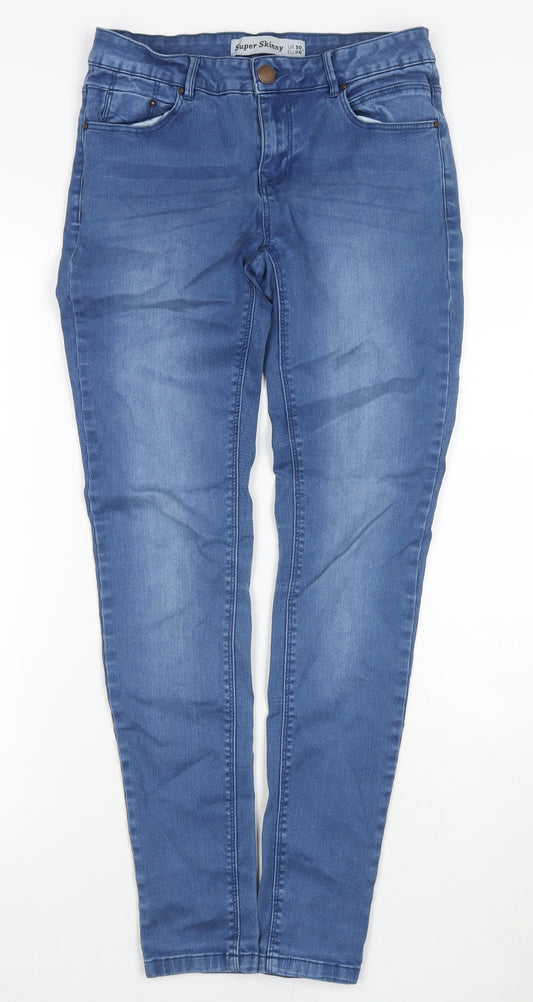 New Look Womens Blue Cotton Skinny Jeans Size 10 L28 in Regular Zip