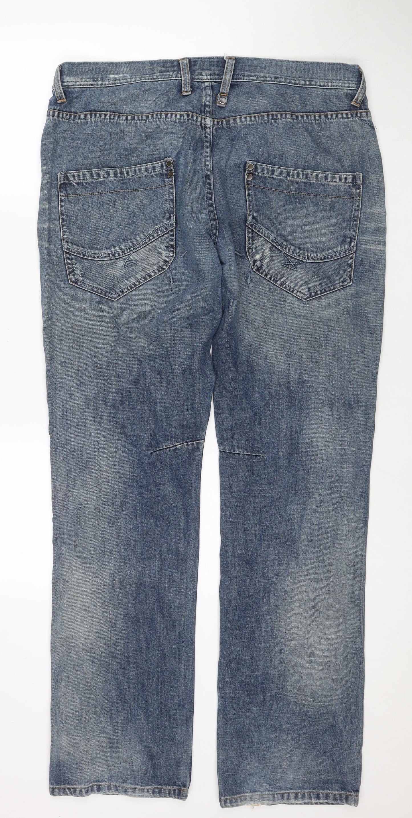 NEXT Mens Blue Cotton Straight Jeans Size 36 in L34 in Regular Zip