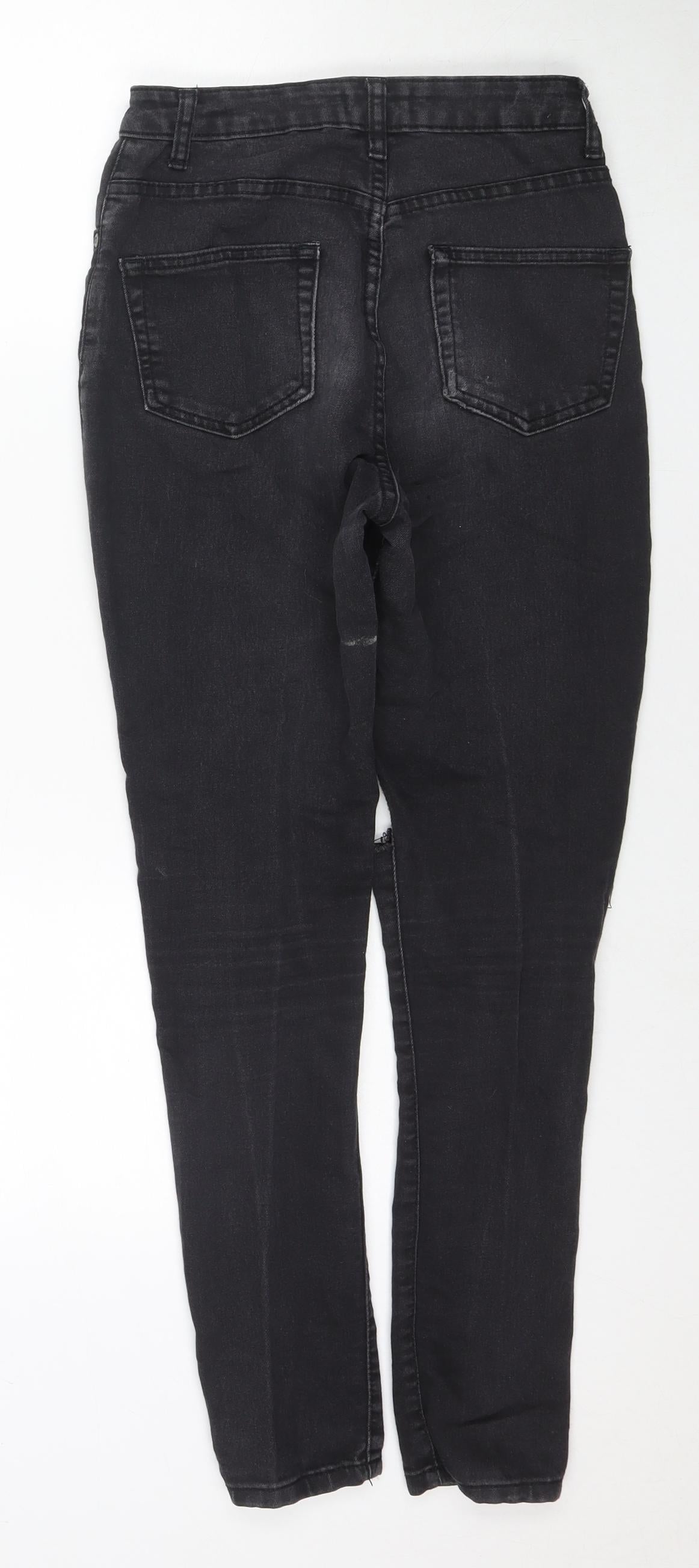 Boohoo Womens Black Cotton Skinny Jeans Size 8 L28 in Regular Zip