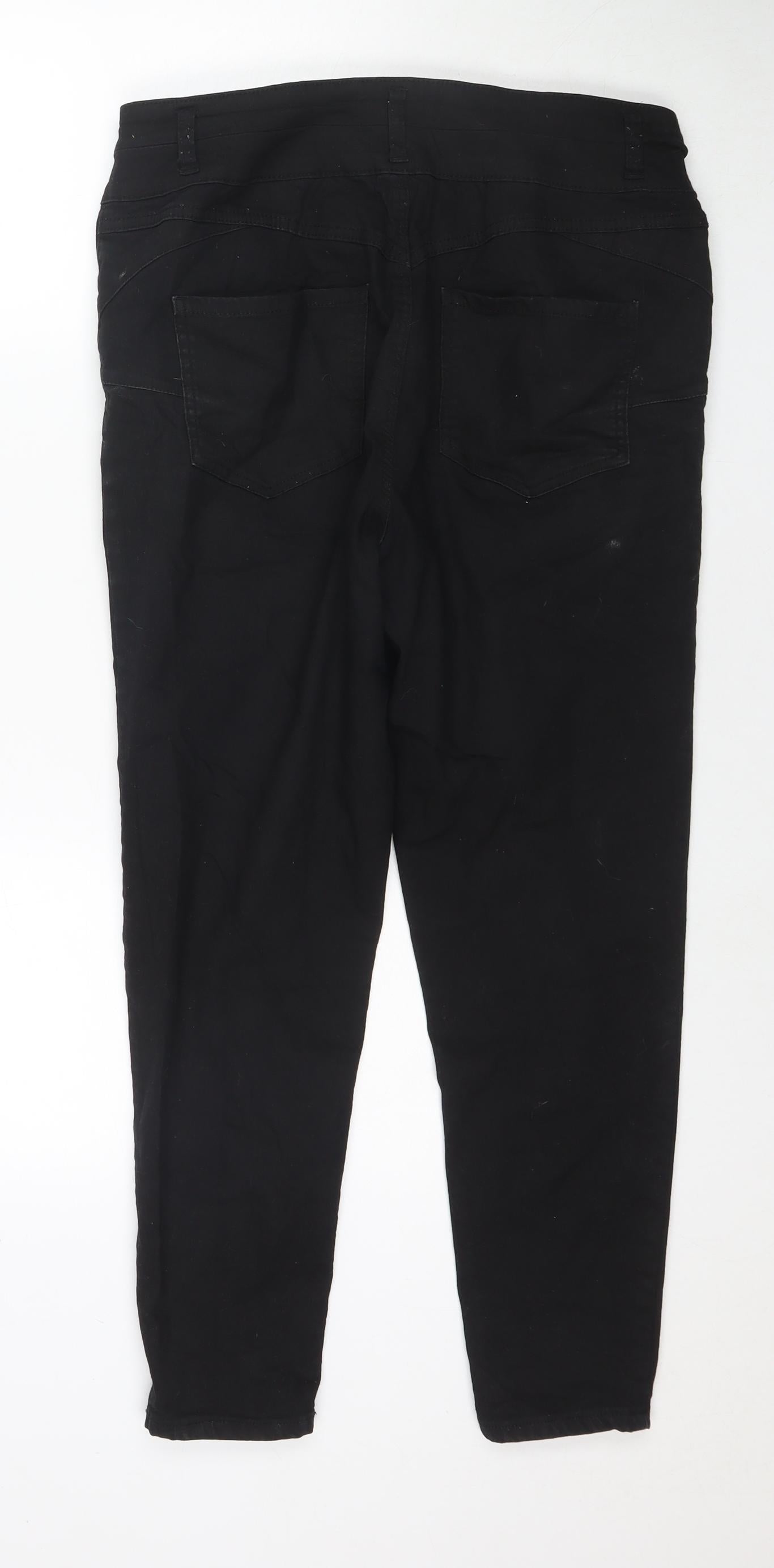 New Look Womens Black Cotton Skinny Jeans Size 16 L26 in Regular Zip