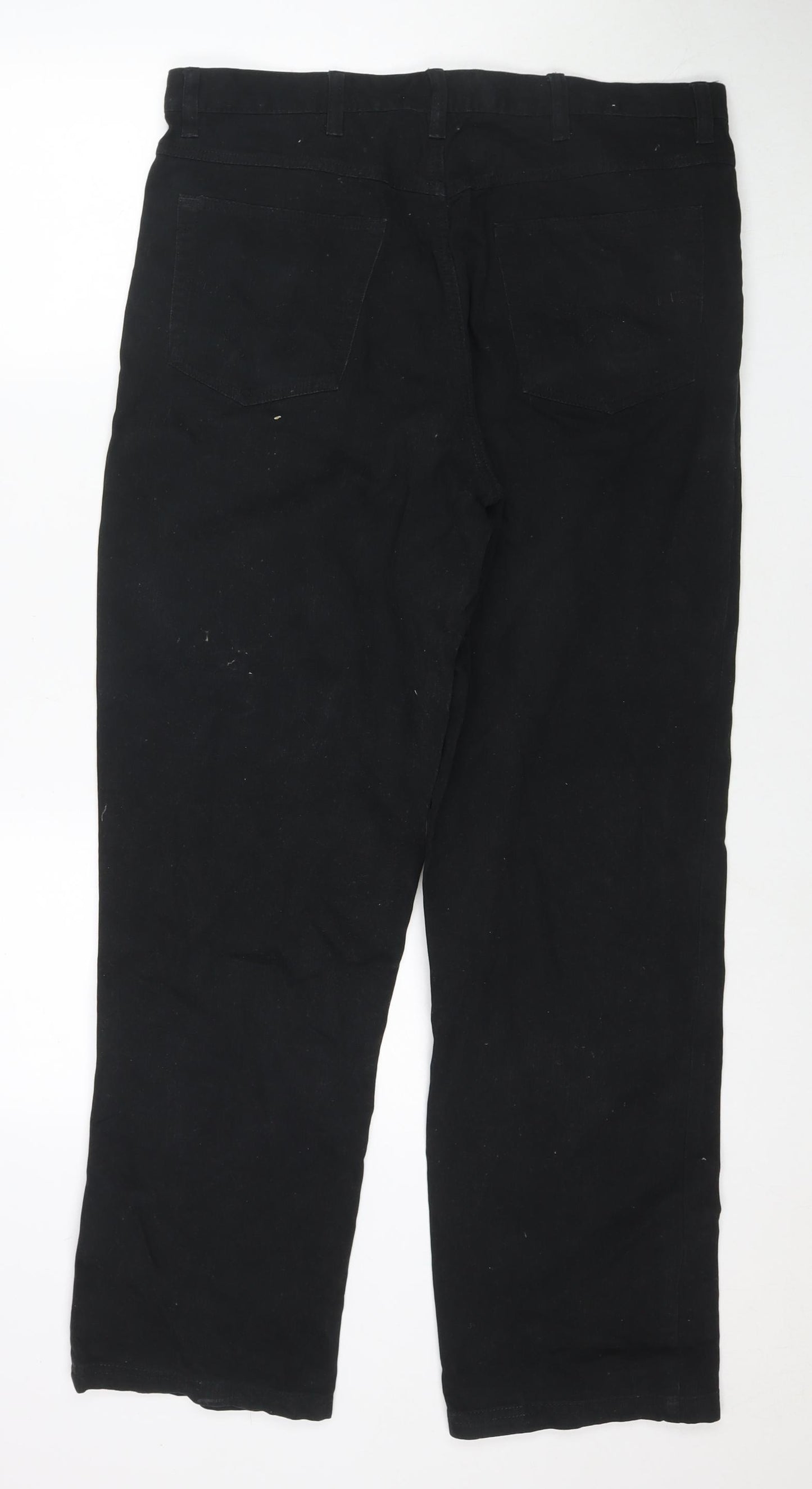 Easy Mens Black Cotton Straight Jeans Size 36 in L31 in Regular Zip