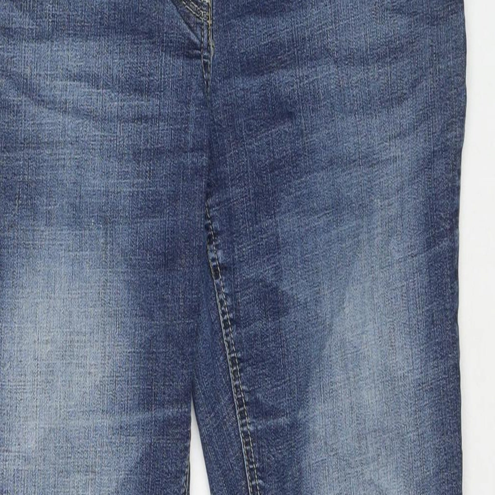 NEXT Womens Blue Cotton Bootcut Jeans Size 14 L28 in Regular Zip