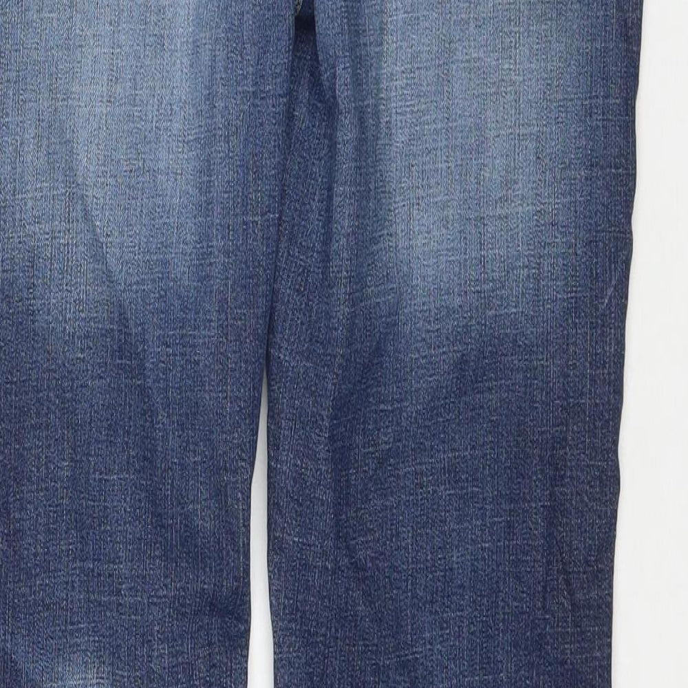 NEXT Womens Blue Cotton Bootcut Jeans Size 14 L28 in Regular Zip