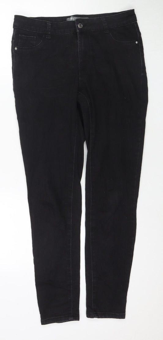 Denim & Co. Womens Black Cotton Skinny Jeans Size 12 L28 in Regular Zip