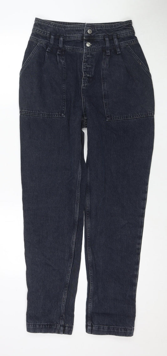 Topshop Womens Blue Cotton Straight Jeans Size 28 in L32 in Regular Zip