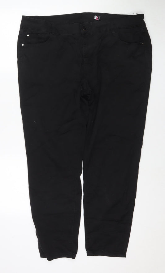 Fashion Box Womens Black Cotton Skinny Jeans Size 20 L28 in Regular Zip