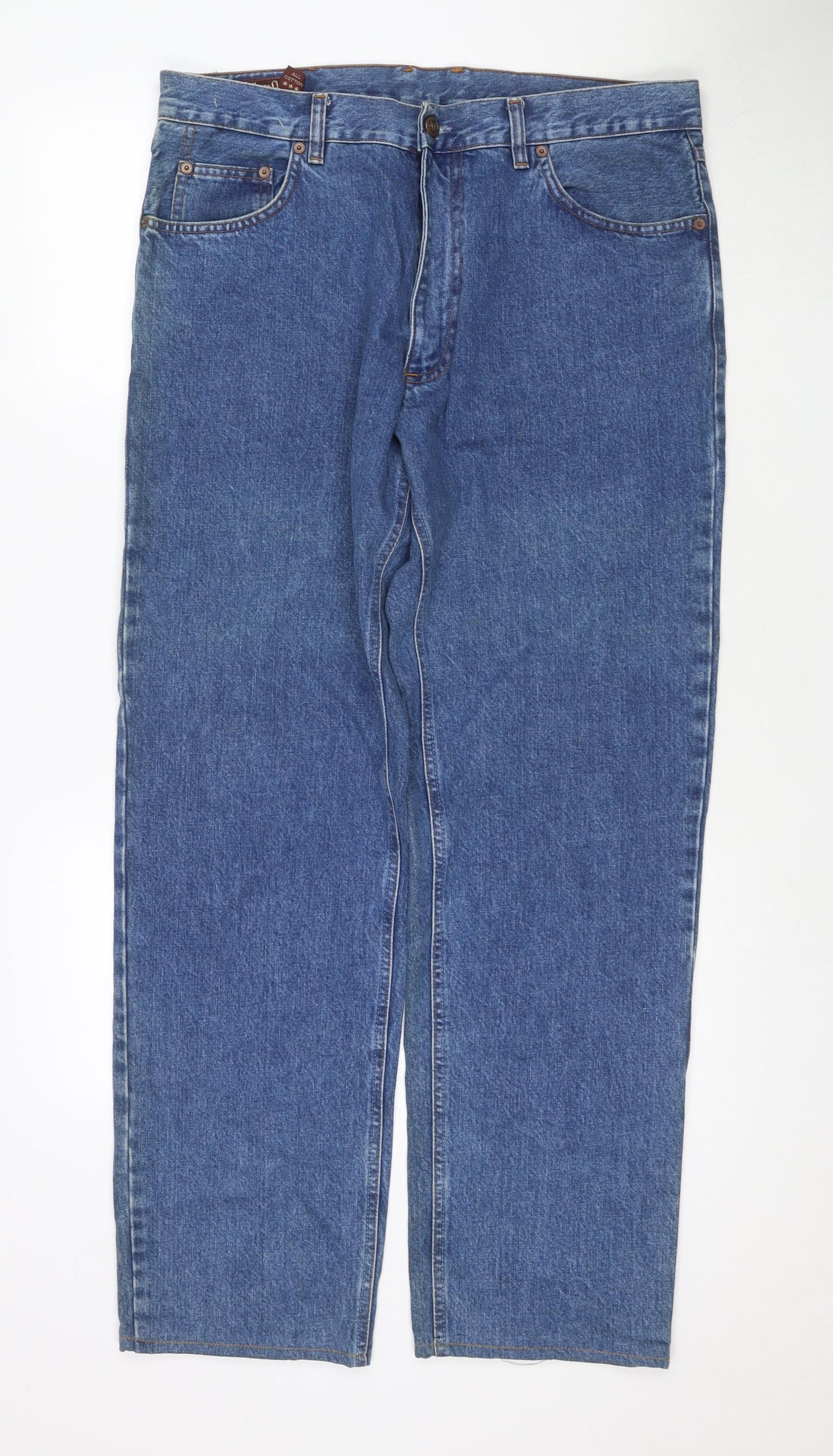 Marlboro Classics Mens Blue Cotton Straight Jeans Size 36 in L34 in Regular Zip