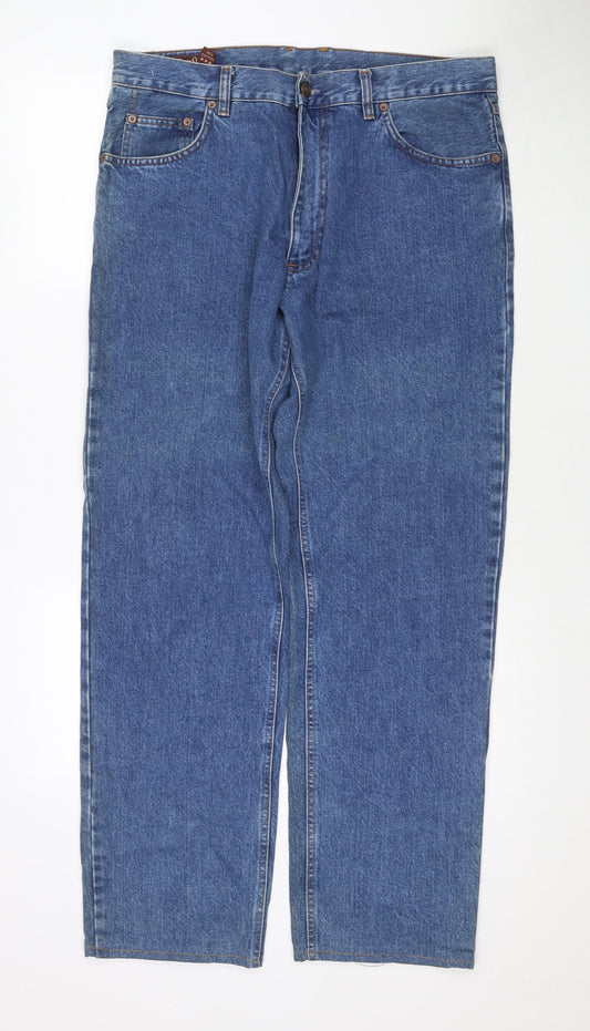 Marlboro Classics Mens Blue Cotton Straight Jeans Size 36 in L34 in Regular Zip