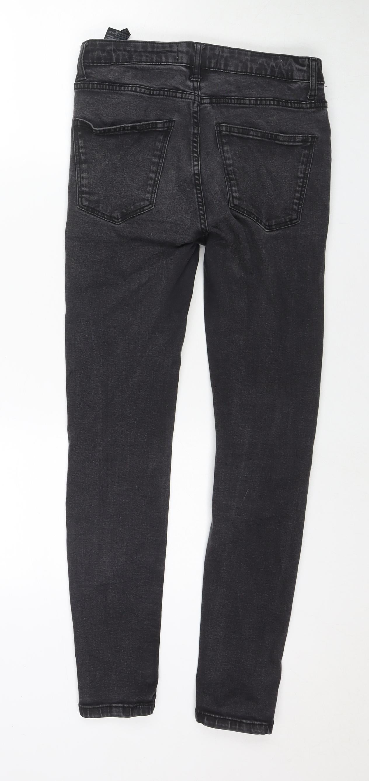 Zara Womens Black Cotton Skinny Jeans Size 8 L27 in Regular Zip