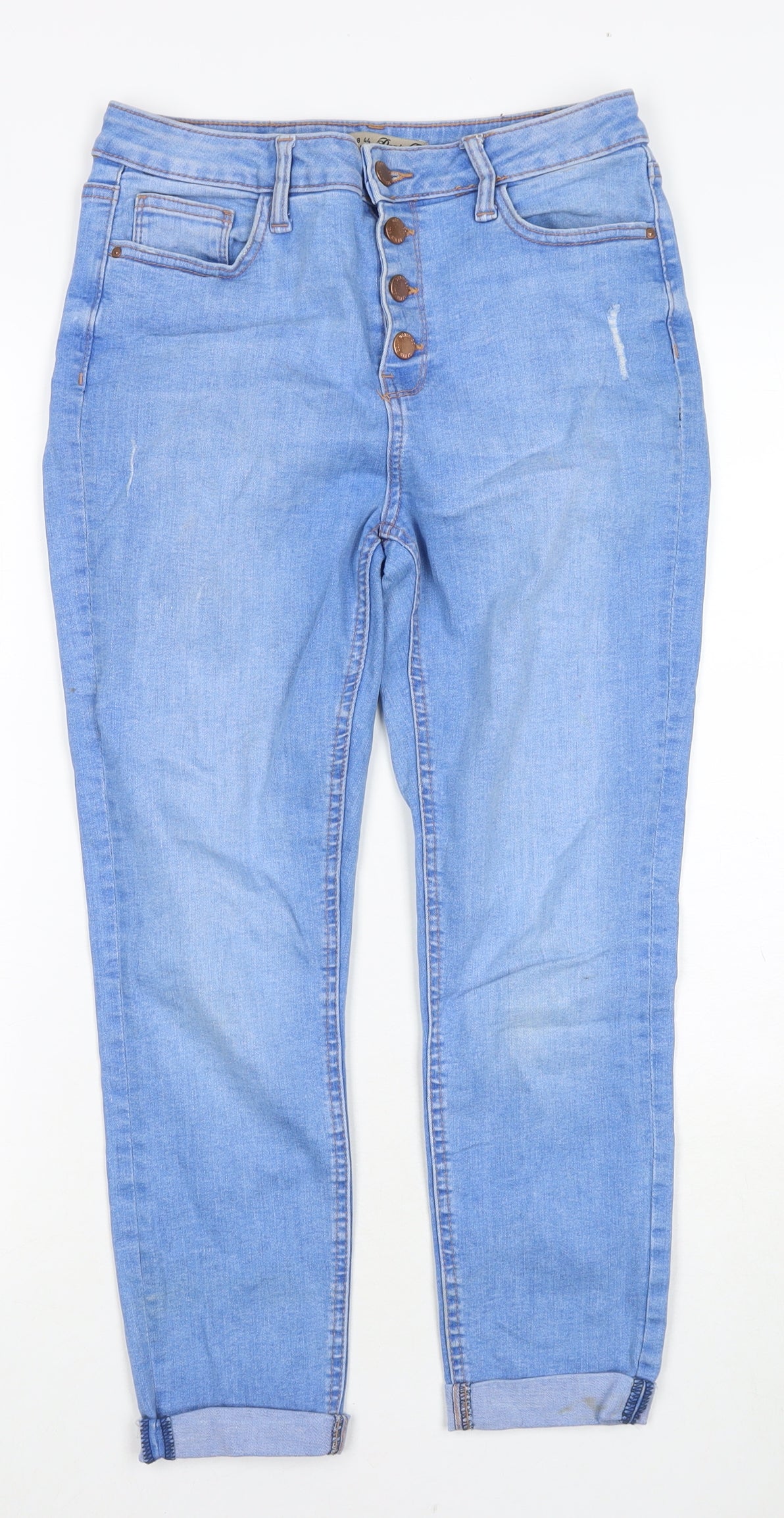 Denim & Co. Womens Blue Polyester Blend Skinny Jeans Size 12 L23 in Regular Zip