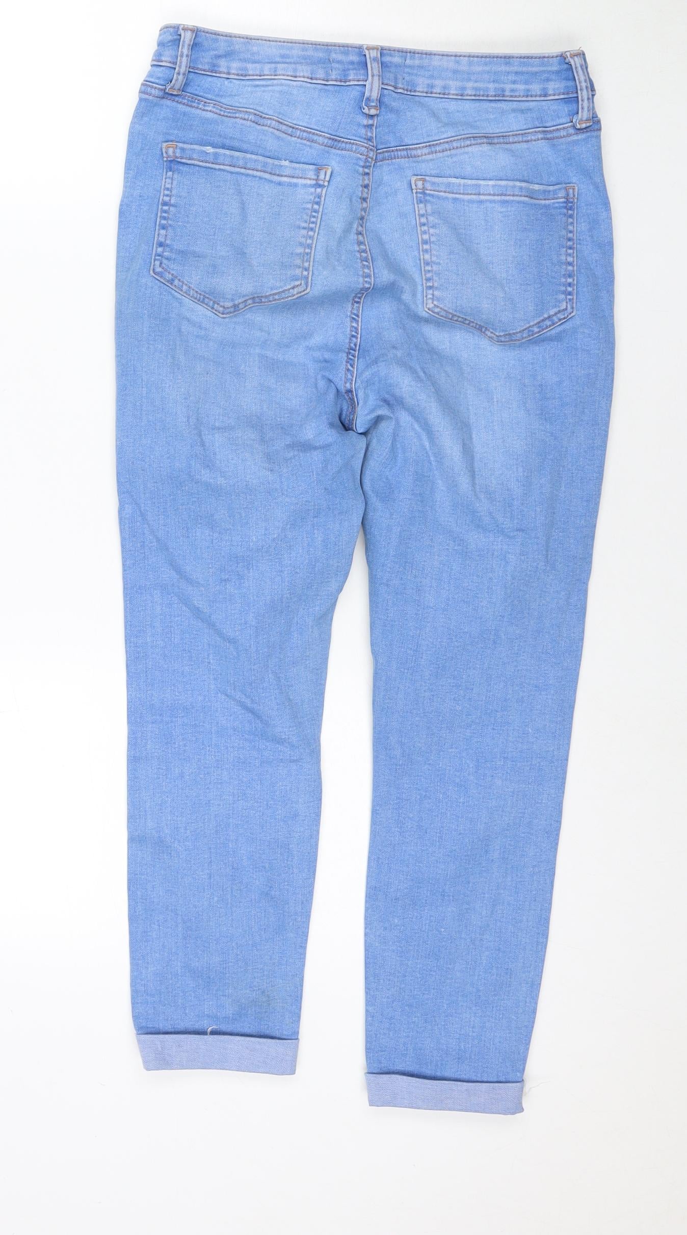 Denim & Co. Womens Blue Polyester Blend Skinny Jeans Size 12 L23 in Regular Zip