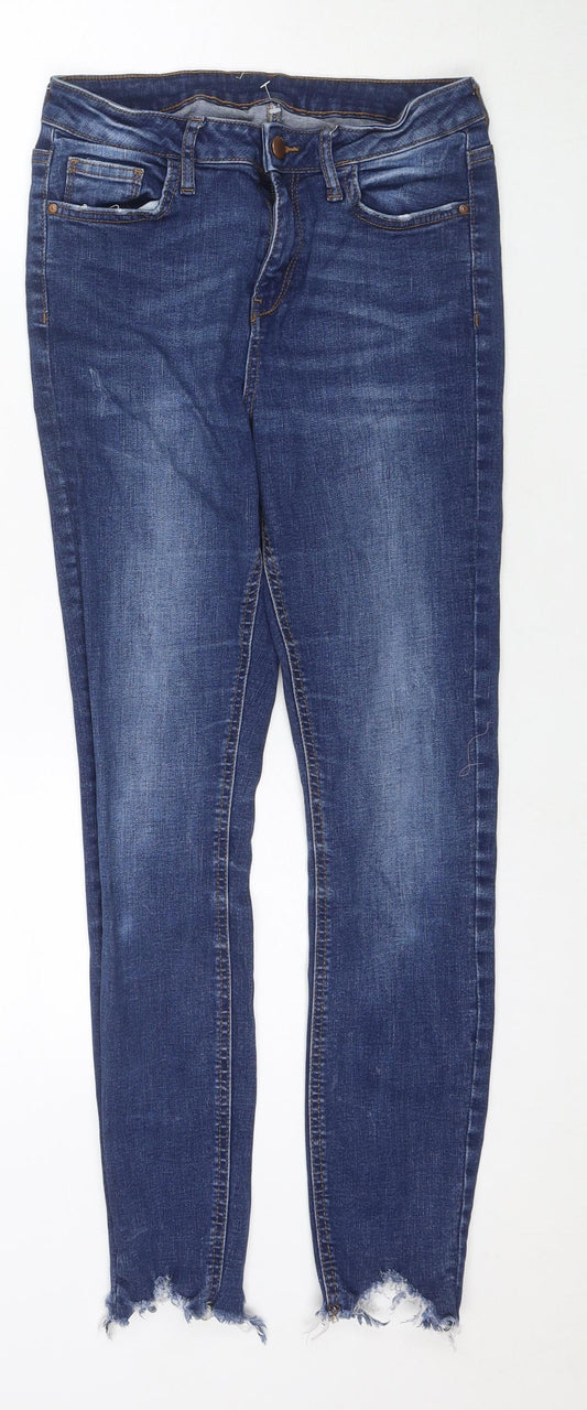 Denim & Co. Womens Blue Cotton Skinny Jeans Size 10 L26 in Regular Zip