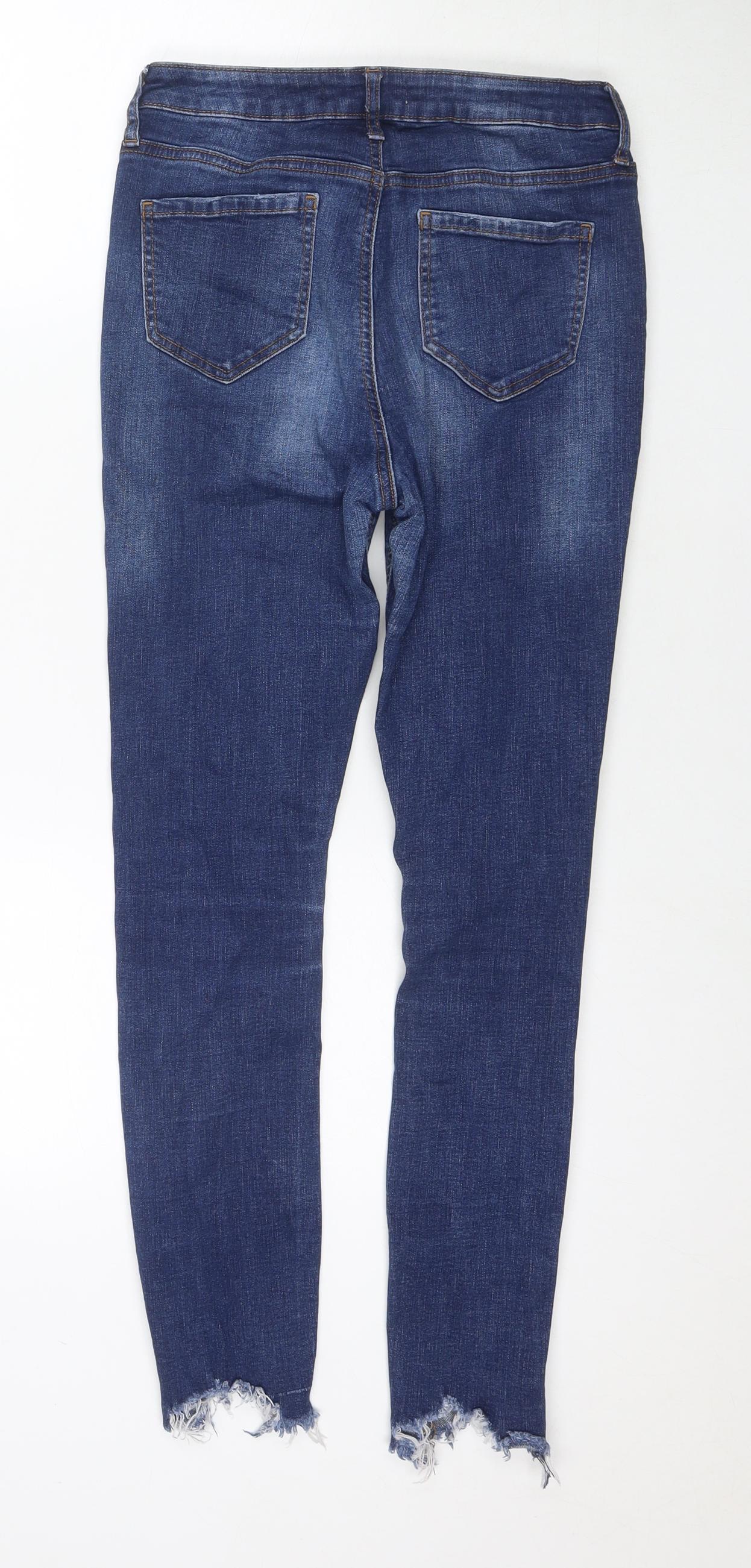 Denim & Co. Womens Blue Cotton Skinny Jeans Size 10 L26 in Regular Zip