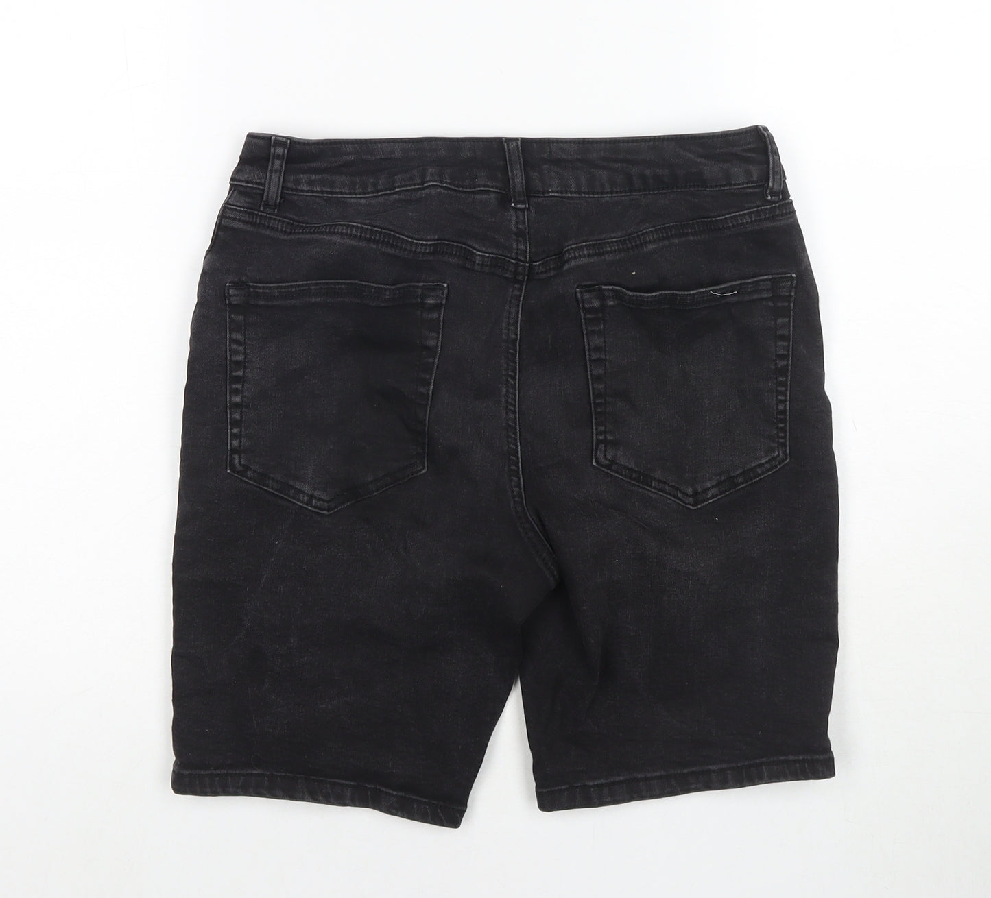 ASOS Mens Black Cotton Bermuda Shorts Size 32 in L6 in Regular Zip