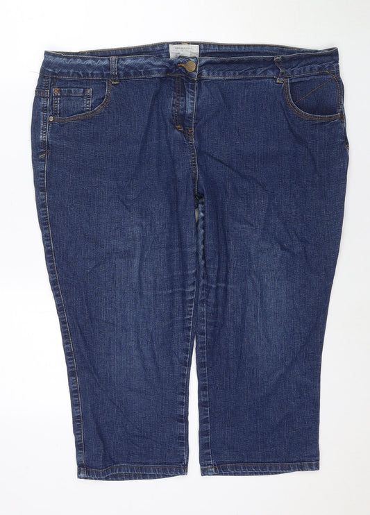 Red Herring Womens Blue Cotton Cropped Jeans Size 20 L20 in Regular Zip