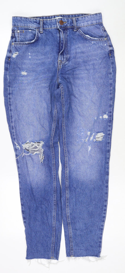 River Island Womens Blue Cotton Straight Jeans Size 10 L28 in Regular Zip