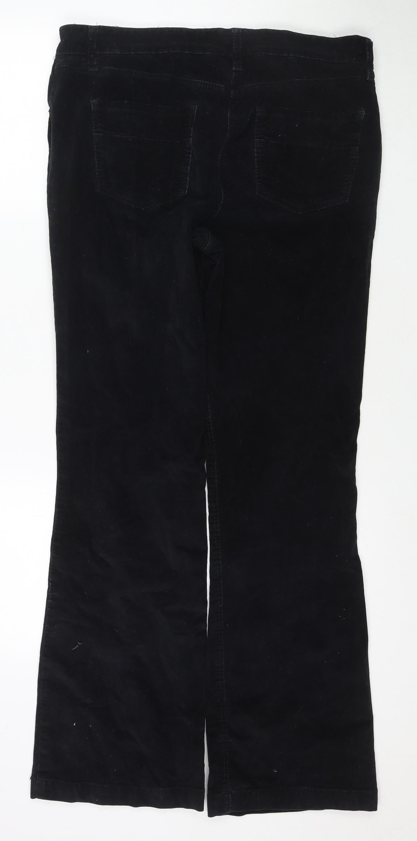 NEXT Womens Black Cotton Trousers Size 14 L30 in Regular Zip