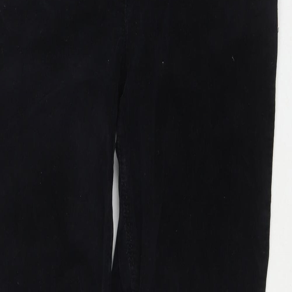 NEXT Womens Black Cotton Trousers Size 14 L30 in Regular Zip