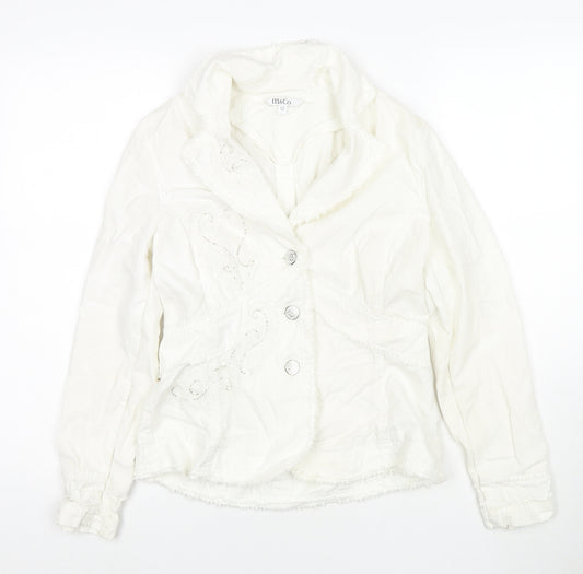 M&Co Womens White Jacket Size 12 Button