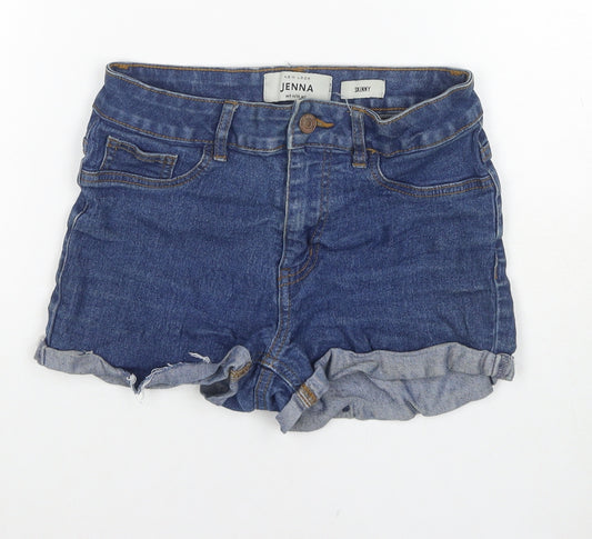 New Look Womens Blue Cotton Hot Pants Shorts Size 6 L3 in Regular Zip