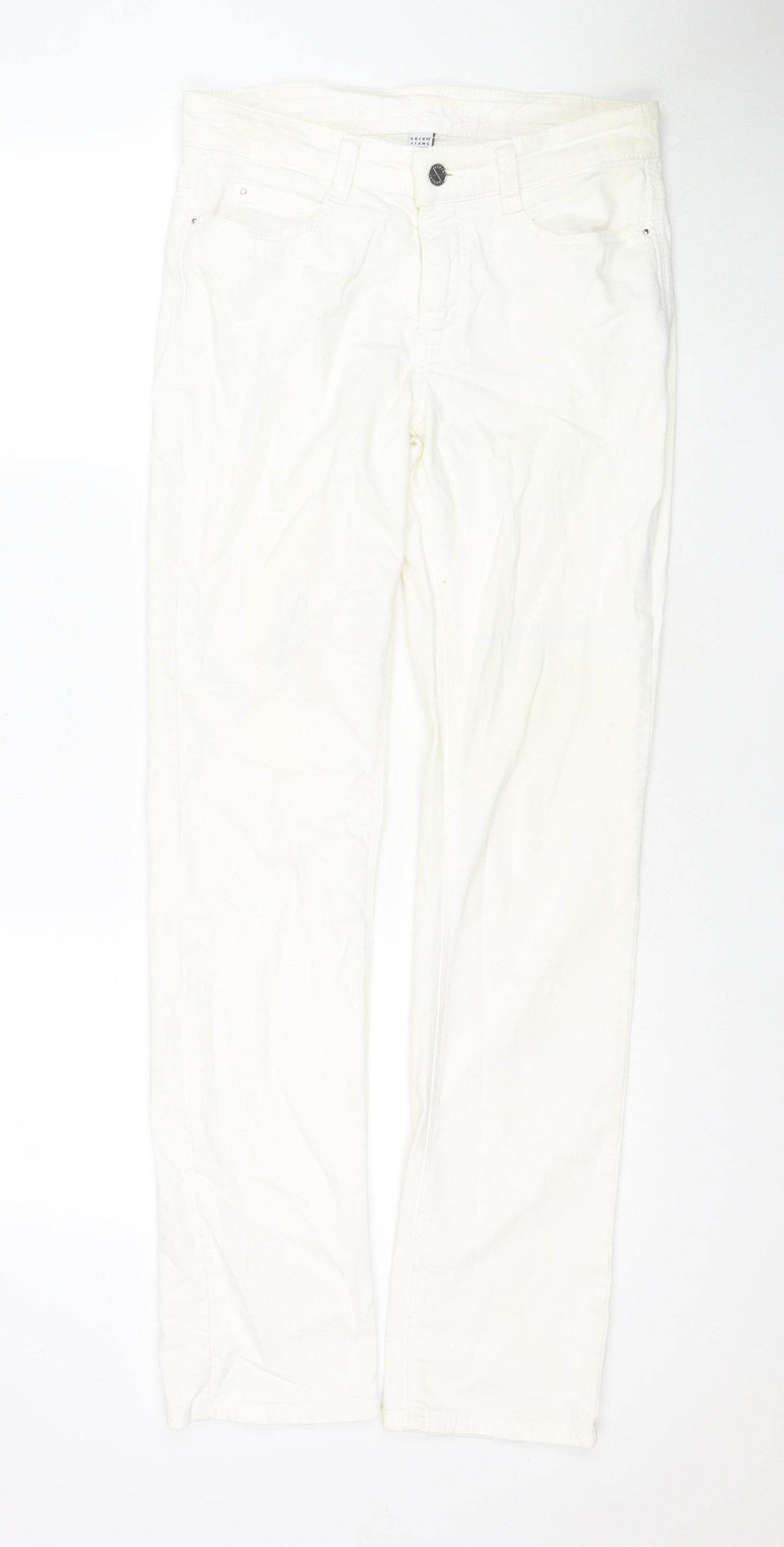 MAC Womens White Cotton Skinny Jeans Size 8 L32 in Regular Zip