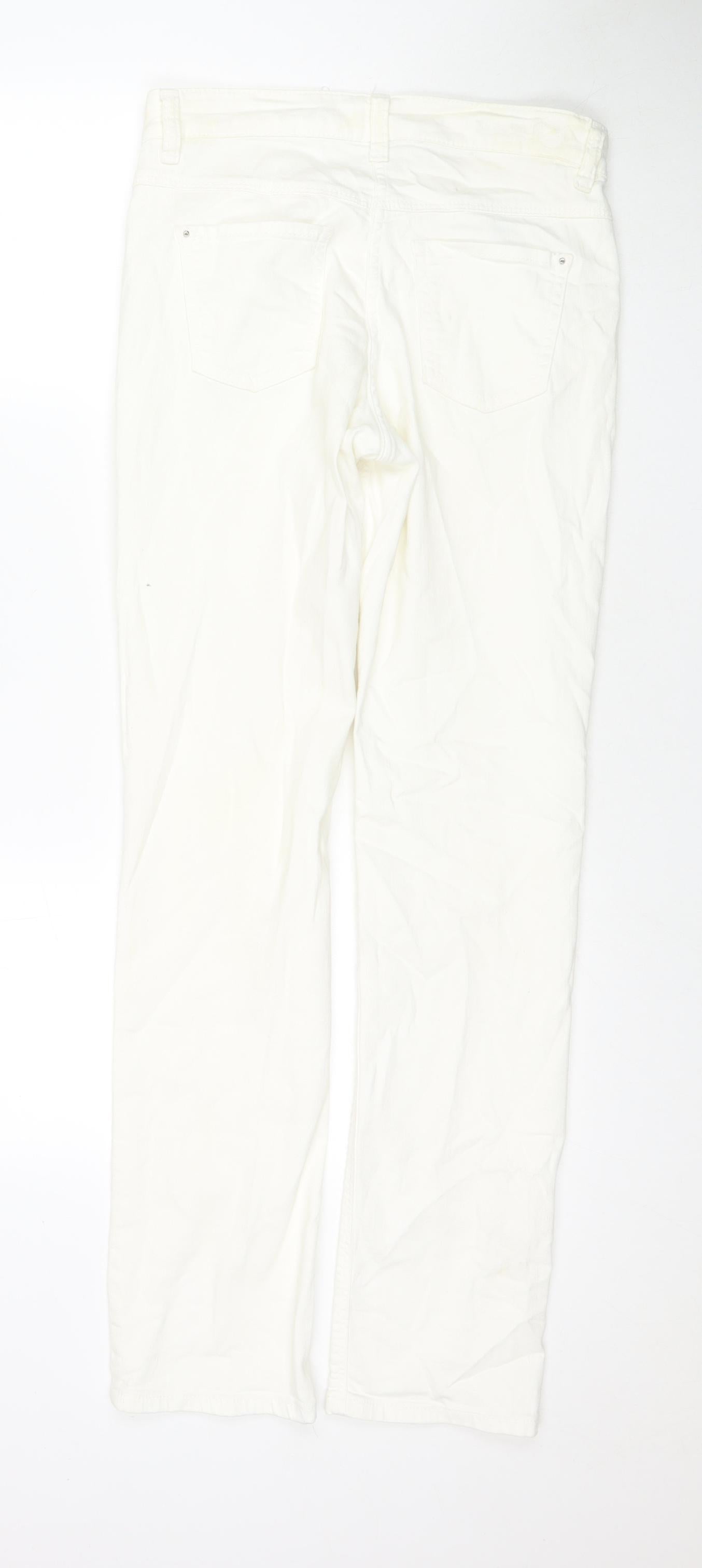 MAC Womens White Cotton Skinny Jeans Size 8 L32 in Regular Zip