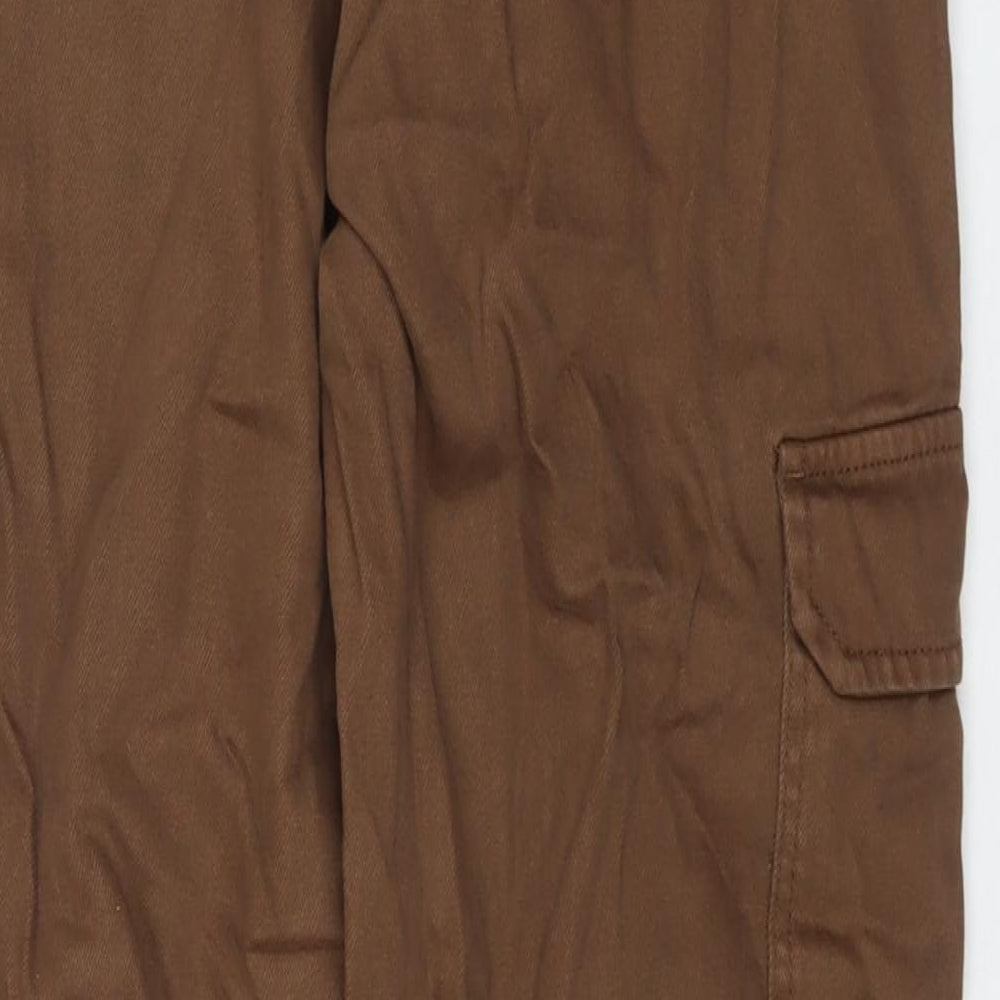 PEP&CO Womens Brown Cotton Straight Jeans Size 14 L28 in Regular Zip - Cargo Style