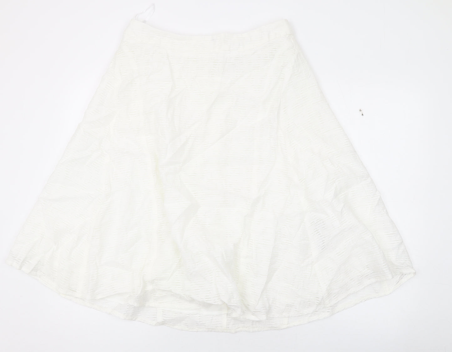 Marks and Spencer Womens White Geometric Viscose Swing Skirt Size 12 Zip