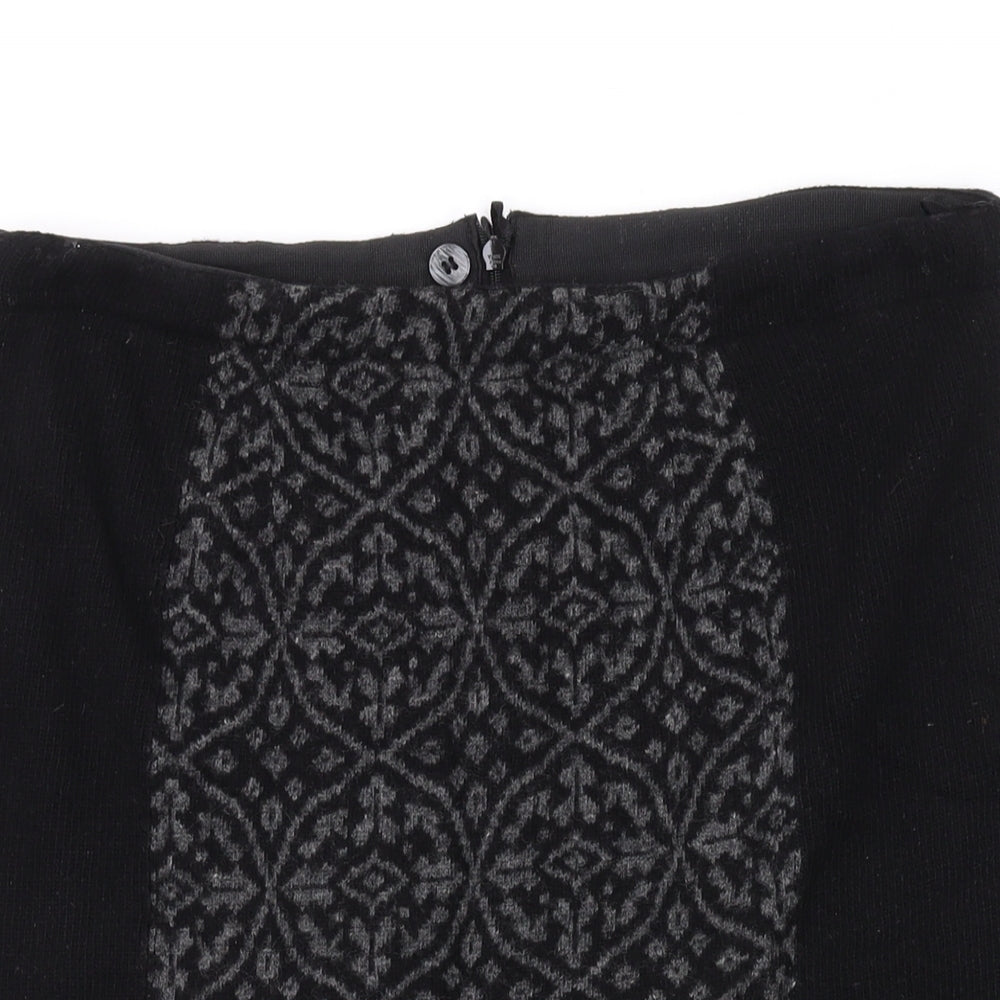 Per Una Womens Black Geometric Wool Straight & Pencil Skirt Size 12 Zip