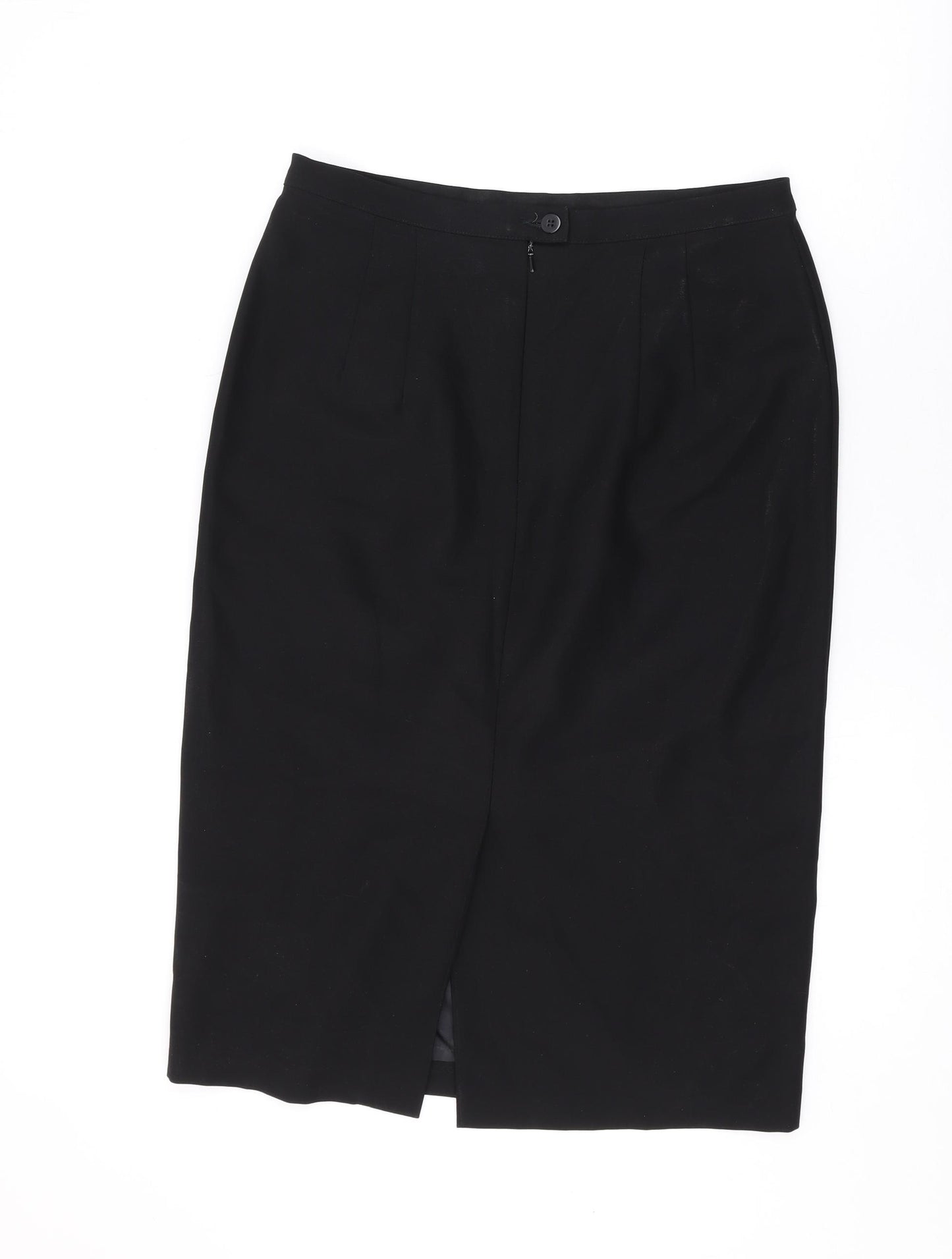 Marks and Spencer Womens Black Viscose Straight & Pencil Skirt Size 12 Zip