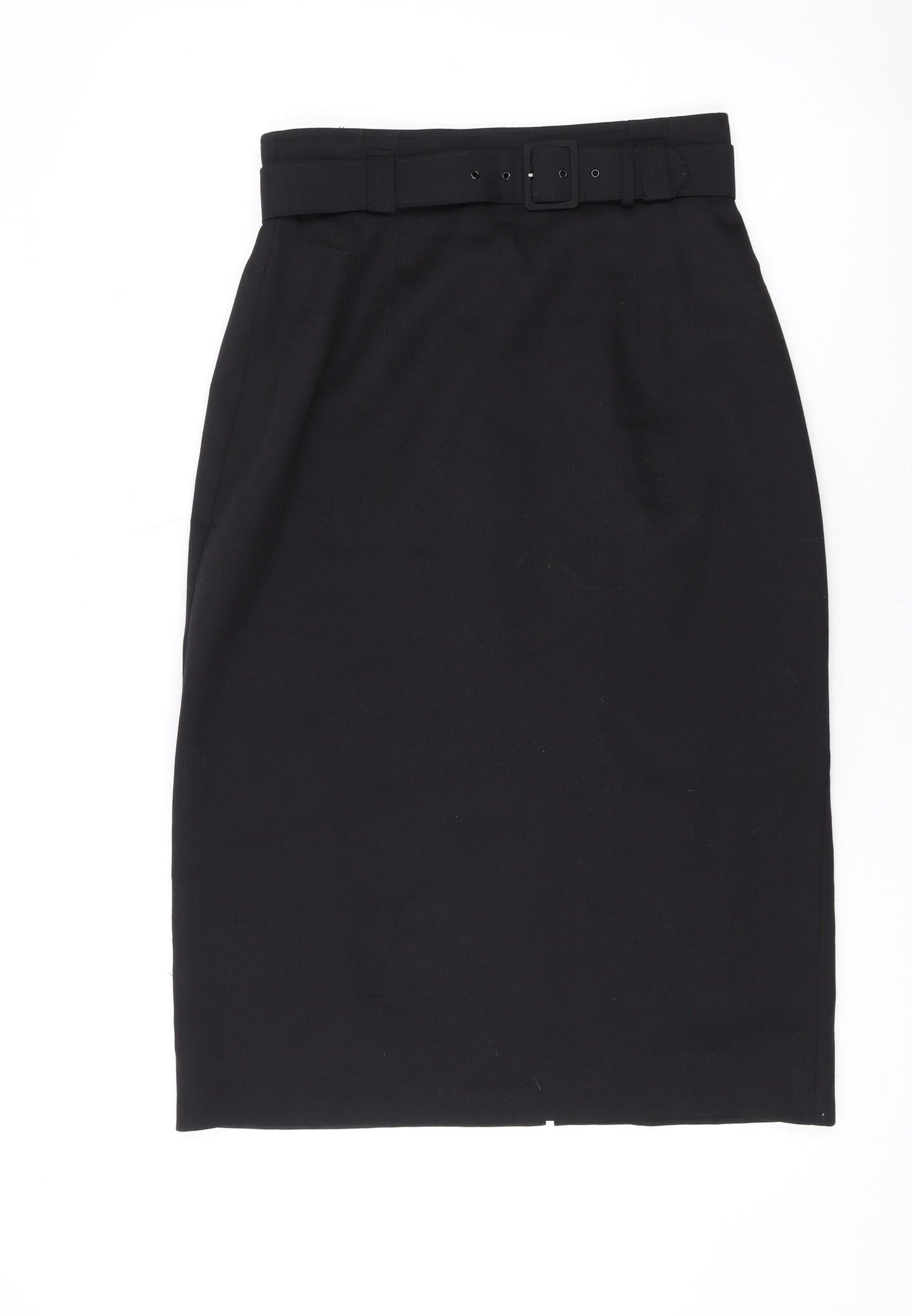 Marks and Spencer Womens Black Polyester Straight & Pencil Skirt Size 12 Zip