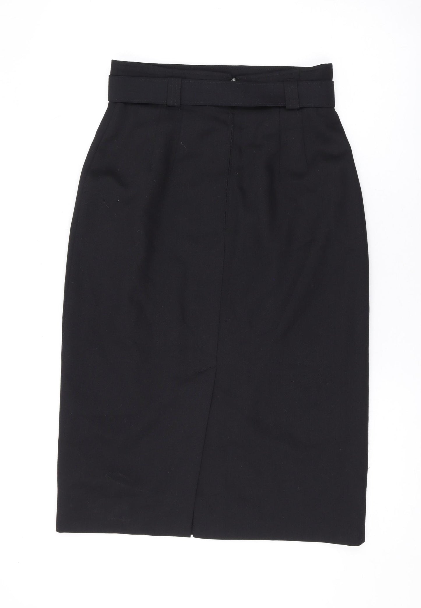 Marks and Spencer Womens Black Polyester Straight & Pencil Skirt Size 12 Zip