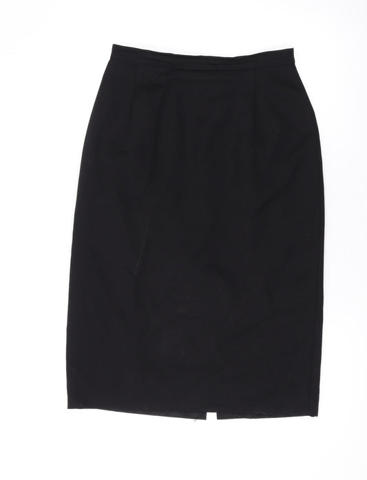 Marks and Spencer Womens Black Wool Straight & Pencil Skirt Size 12 Zip